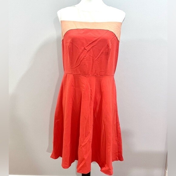 Orange peach and white sunrise color block dress size 12 - Picture 1 of 4